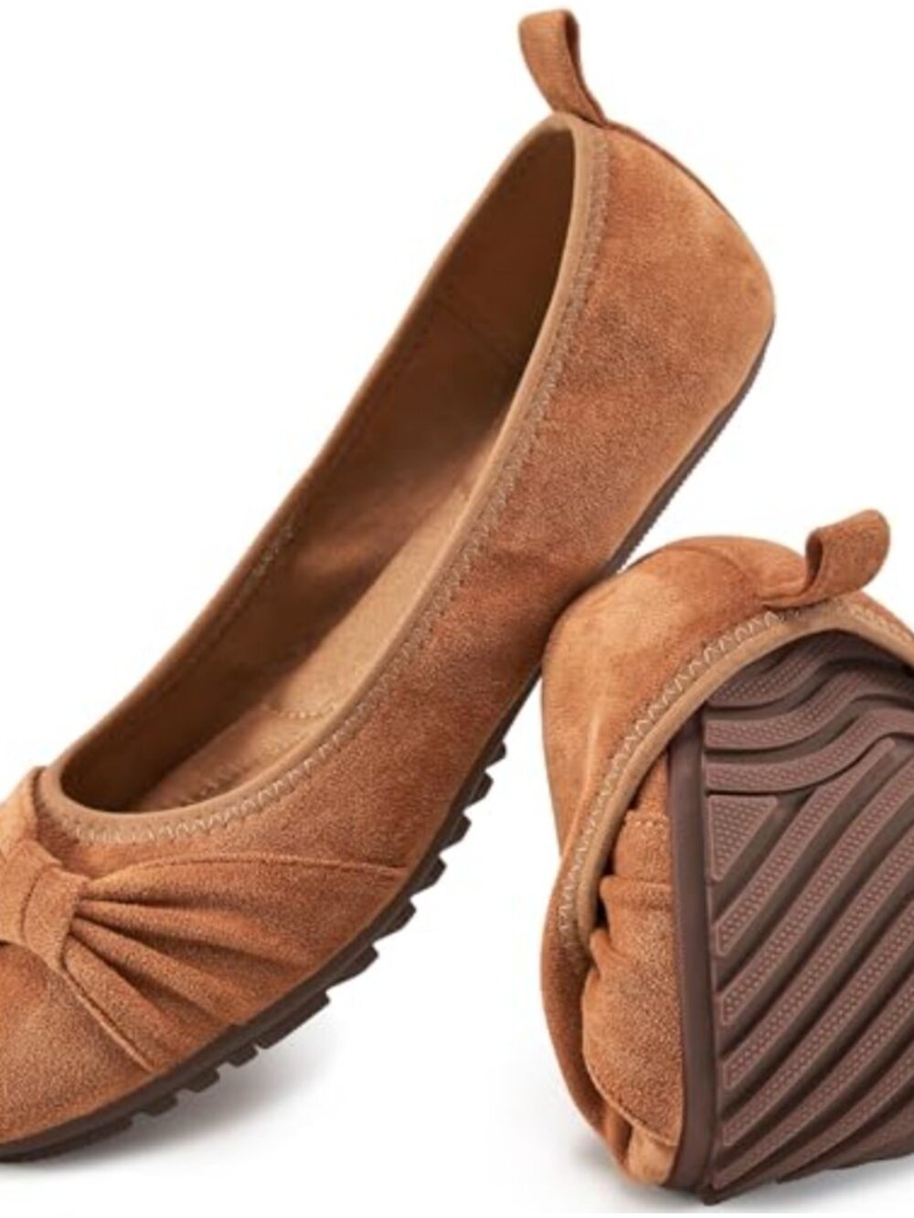 Suede Ballet Flats Women Slip On Loafers Memory Foam Comfort Walking Shoes